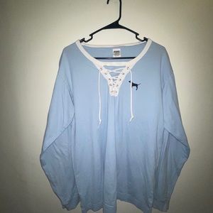 VS Pink lace up long sleeve